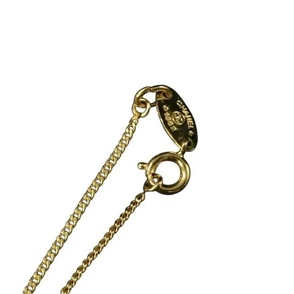 Chanel Necklace Coco Mark Rhinestone Plated Gold - Picture 6 of 7